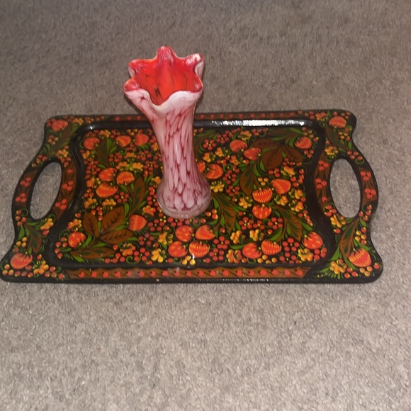 VNTG Red & Orange Murano Style Vase - Picture 4 of 6